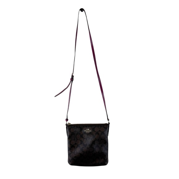 Coach North South Signature Coated Canvas Crossbody Bag - Picture 1 of 7
